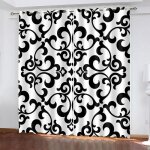 Rideau occultant - motif art rsum - noir et blanc - 100% polyester - 132x240cm