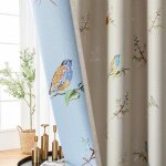 Rideaux occultants � motif oiseaux - vetobiol - double face - 213 cm de long - lot de 2 panneaux - isolation ...