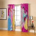 Rideaux occultants princesse de dessin anim� - 2 pi�ces - multicolore - 60x120cm