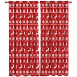 Rideaux occultants thermiques elan animal de nol rouge blanc - lot de 2 - 60x120cm[827]