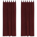 Rideaux occultants en velours - vidaxl - bordeaux - 140x260 cm - lot de 2 - boucles en tissu - usage ...