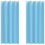 Rideaux occultants - vidaxl - bleu clair - polyester - 225x140 cm - lot de 2 - occultation totale - facile ...