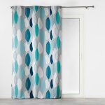 Rideau a oeillets 140 x 240 cm coton imprime leafy bleu Rideau a oeillets 140 x 240 cm coton imprime leafy bleu