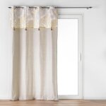 Rideau a oeillets 140 x 240 cm polycoton uni + haut mtallis melisse