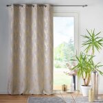 Rideau occultant lyra 140 x 260 cm - imprim� m�tallis� or et blanc ?illets