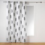 Rideau � oeillets effet lin 140 x 240 cm plumes eterny