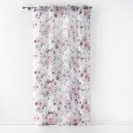 Rideau panneau a oeillets voile 140 x 240 cm bouquet de fleurs blanc
