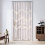 Rideau de perles en bois de bambou - design r�tro - 90 x 175 cm - rideau de porte respirant avec barres ...