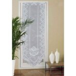 Rideau de porte en dentelle - pzcc - 60x180 cm - blanc - semi - transparent - brod� floral - passe - ...