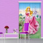 Rideaux princesse aurore disney - occultant - rose - ?illets - 140x245 cm