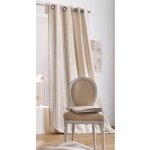 Rideau  rayures verticales en coton ecru 145x265 cm