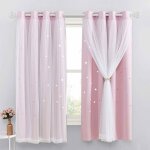 Rideau rose occultant - lot de 1 rideau chambre fille etoiles enfant avec voilage thermique draperies ...