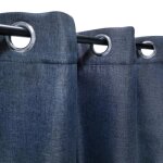 Rideau thermique effet lin chin� doubl� polaire ton sur ton � ?illets bleu marine - 135x240cm pr�t a ...