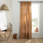 Rideau uni en gaze de coton pattes caches  lunit 140x260cm camel