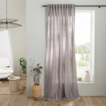 Rideau uni en gaze de coton pattes cach�es � lunit� 140x260cm gris