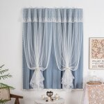 Rideaux unis pour salon et chambre rideaux en dentelle style instagram bleu ciel1 m�tre de large x 2 ...