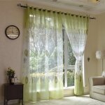 Rideau voilage 100 * 250 cm vert voile rideau � oeillets pour salon / chambre / balcon / salle � manger ...