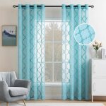 Rideaux voilages lot de 2 lin semi - transparents � oeillets bleu lin motifs marocain rideau de fen�tre ...
