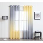 Rideaux voilage - haute ombrage - dgrad bicolore - jaune et gris - 100x200 cm