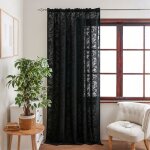 Rideaux voilages en dentelle style boh�me rideaux de cuisine et de salon voilage rose noire 140 x 200 ...