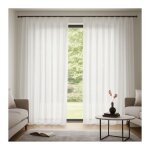 Rideau voilage �tamine effet lin avec ruflette 280x250 cm