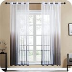 Lot de 2 rideaux voilage salon gris et blanc couleur d�grad�e voilages int�rieurs rideau � oeilletsrideaux ...