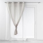 Rideau voilage � ?illets duetto 140x240cm gris & blanc