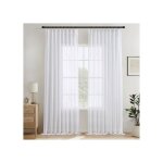 Rideaux voilages - miulee - 132 x 260 cm (2 pcs) - blanc translucide - polyester - ruban fronceur & crochets ...