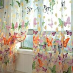 Rideaux voilage papillon fleurs cantonnire fentre porte vitrine dcoration 200x95cm