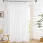 Rideau voilage semi - transparent - febest - 300x245 cm - blanc - galon fronceur - passe tringle - filtrage ...