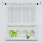 Rideau voilage store bateau romain passe tringle avec frange  pompon blanc l / h 140x140cm dcor chambre ...