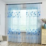 Rideaux voile tamisant imprims 1 pice - polyester - grappe de fleurs - avec passe - tringle - 100x200 ...