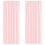 Rideaux en voile - vidaxl - rose clair - uni - 140x225 cm - semi - transparent - 100% polyester - poche ...