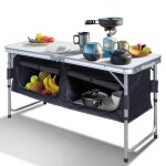 Riossad cuisine d?ext�rieur cuisine de camping pliante meuble camping de rangement 2 compartiments