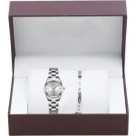 Montre bracelet femme + bracelet femme - quartz - etanche - analogique - acier - argent - rmega