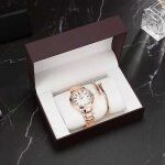 Montre femme + bracelet femme rmega - quartz - etanche - or rose
