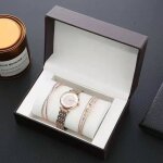 Montre femme rmega - quartz - etanche 50m - acier or rose - coffret cadeau