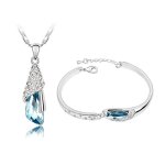 Parure bijoux femme - rmega - collier lgant + bracelet tendance - oxyde de zirconium - argent