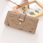 Rmega portefeuille femme en cuir feuilles dor porte - cartes monnaies chquier phone maquillages (abricot) ...