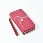 Portefeuille femme rmega - cuir pu - rouge - grande capacit