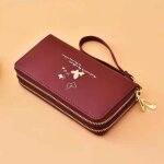 Portefeuille femme rmega - cuir pu - grande capacit - rouge