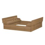 Roba bac  sable avec bancs et couvercle en bois massif - 127x123x21 cm - teck