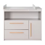 Roba commode  langer lea - plan amovible - poignes en bois massif - hauteur  langer 90 cm - gris clair ...