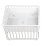 Roba parc bb fox & bunny 75x100 cm + tour de parc de protection et 4 roues - bois blanc