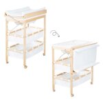 Roba table  langer avec baignoire baby pool en bois naturel + matelas  langer hydrofuge et tagres ...