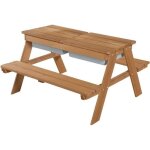 Roba table sable et eau en bois massif avec bac de jeu - rsistante aux intempries - teck