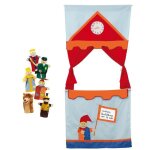 Roba thtre de marionnettes en bois massif et tissu + 6 marionnettes  main