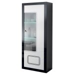 Robbie - vitrine 1 porte droite laqu noir et blanc