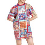 Robe bleu / rouge femme adidas farm