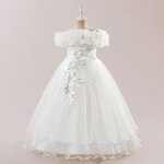 Robe de c�r�monie fille �paules d�nud�es longue robe de soir�e sans manches parfaite pour mariage bapt�me ...